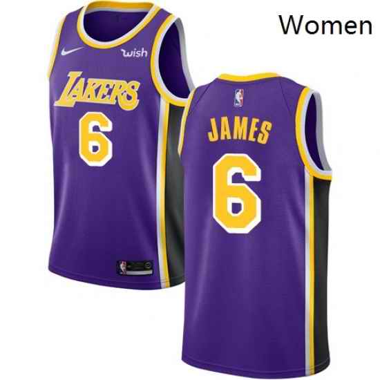Women Nike Los Angeles Lakers 6 LeBron James Purple Women NBA Swingman Statement Edition Jersey